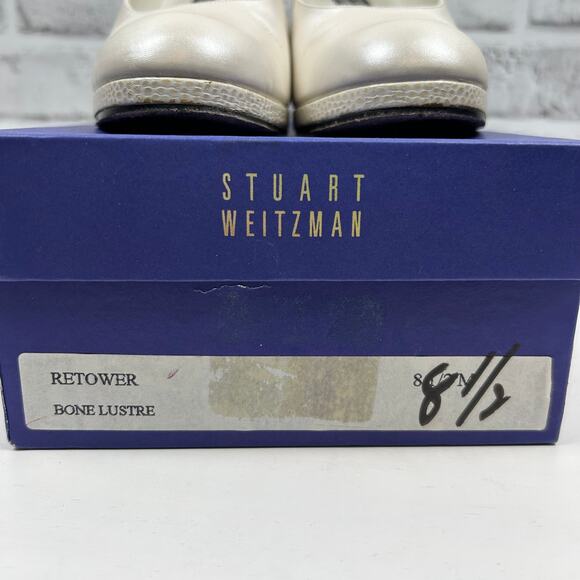 Stuart Weitzman Bone Lustre Round Toe Heel Sz 8.5 - Picture 8 of 14